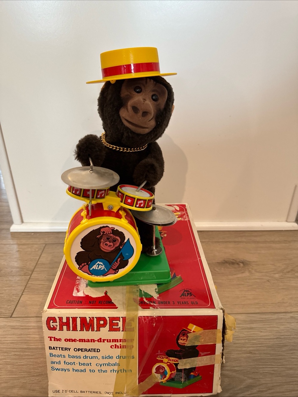 Vintage Chimpee One Man Drummer Chimp 🐵Alps made in Japan - WORKS Includes Box